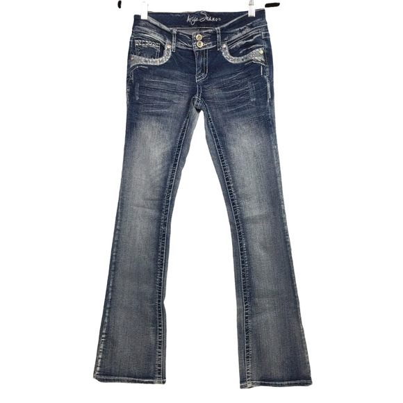 Ariya jeans Denim - Ariya Somerset Juniors Y2K Light Wash Embellished Pockets Low Rise Blue Jeans 3
